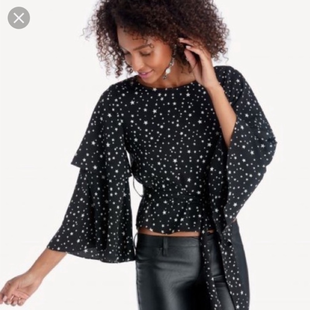 J.O.A. Los Angeles Bell Sleeve Star Print Blouse